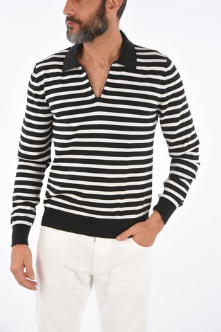 striped polo shirt without button