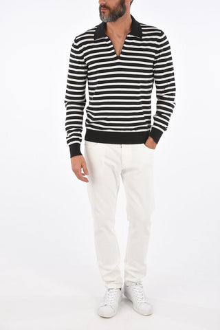 striped polo shirt without button