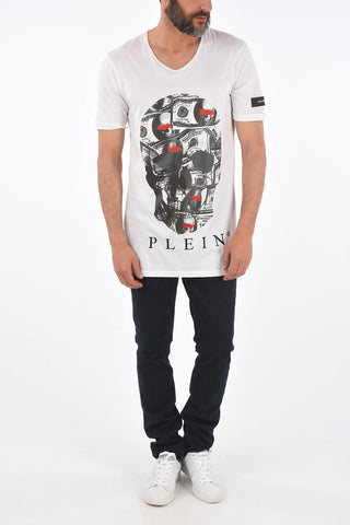 HOMME printed v-neck t-shirt