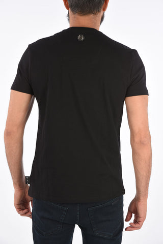 HOMME Crew-neck t-shirt with rhinestone embellished skull