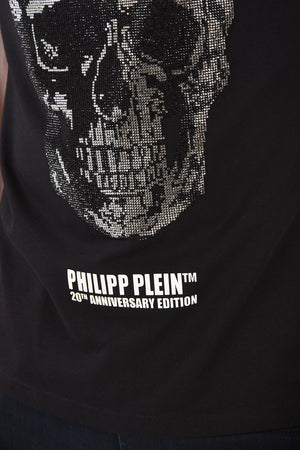 HOMME Crew-neck t-shirt with rhinestone embellished skull