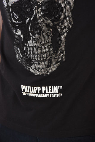 HOMME Crew-neck t-shirt with rhinestone embellished skull
