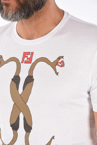 Crew-neck t-shirt with printed snake