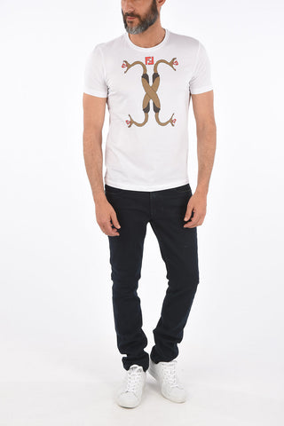 Crew-neck t-shirt with printed snake