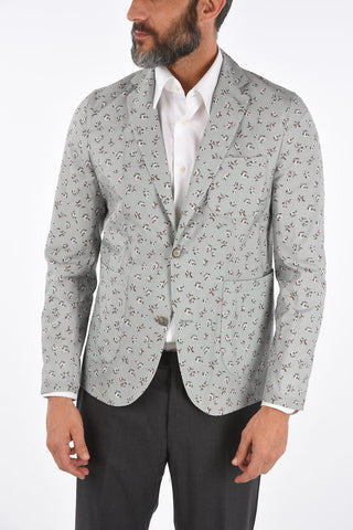 CC COLLECTION floral-print center vent notch lapel 2-button blazer drop 8R