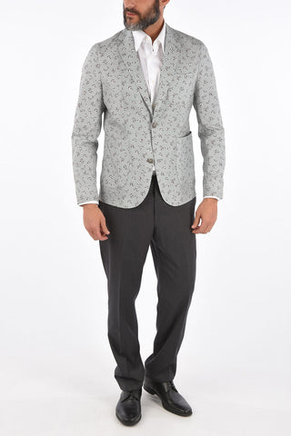 CC COLLECTION floral-print center vent notch lapel 2-button blazer drop 8R