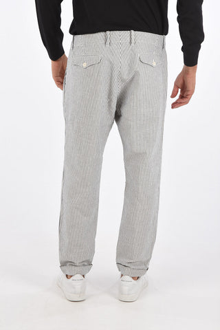 Striped single pleat trousers