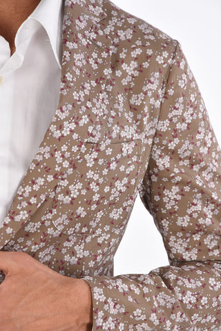 CC COLLECTION floral-print center vent notch lapel 2-button blazer drop 8R
