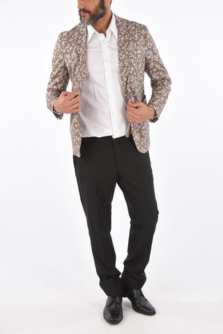 CC COLLECTION floral-print center vent notch lapel 2-button blazer drop 8R