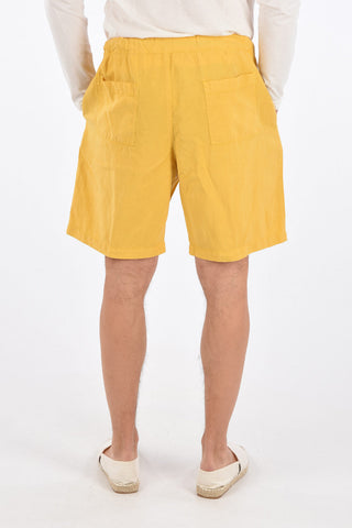 single pleat drawstring waist bermuda shorts