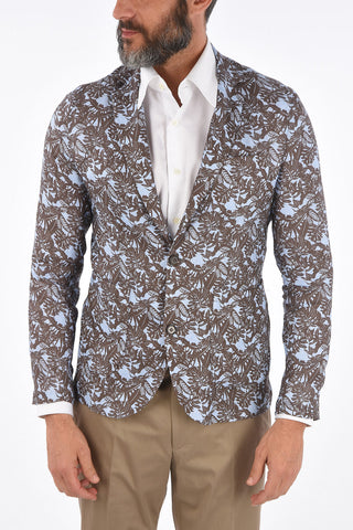 CC COLLECTION floral-print flax center vent 2-button blazer drop 8R