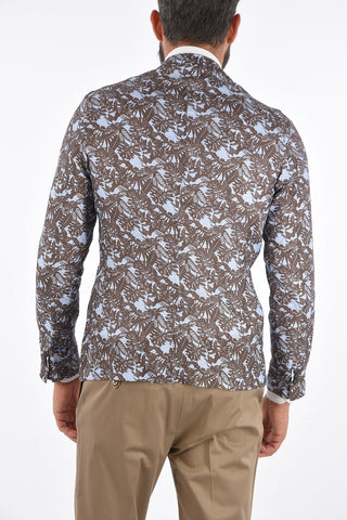 CC COLLECTION floral-print flax center vent 2-button blazer drop 8R