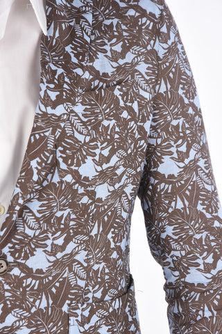 CC COLLECTION floral-print flax center vent 2-button blazer drop 8R