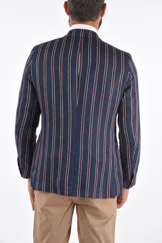 CC COLLECTION striped flax REWARD side vents 2-button blazer drop 7R