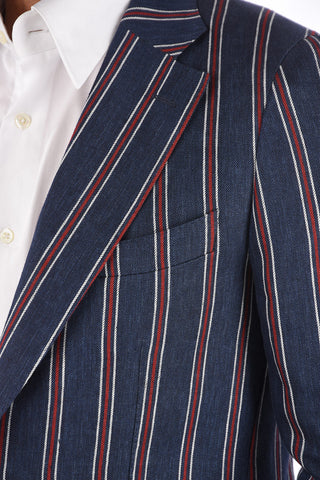 CC COLLECTION striped flax REWARD side vents 2-button blazer drop 7R