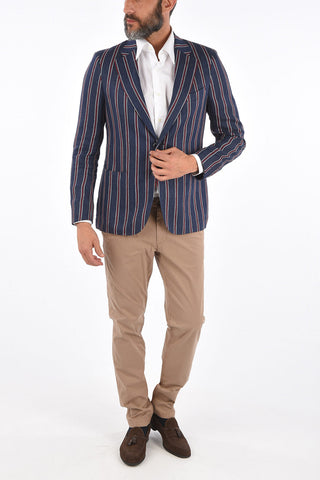 CC COLLECTION striped flax REWARD side vents 2-button blazer drop 7R