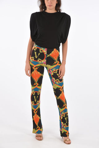 abstract print high-rise waistBoot cut leggings