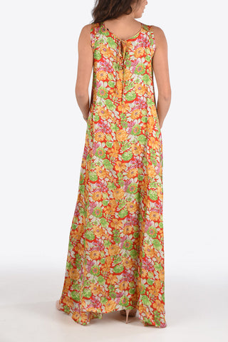 floral-print maxi dress with side pockets