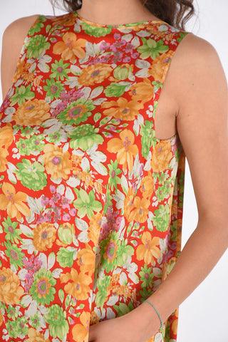 floral-print maxi dress with side pockets