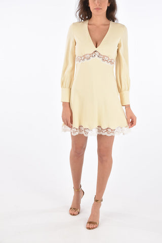 V neck mini pinafore dress with lace details