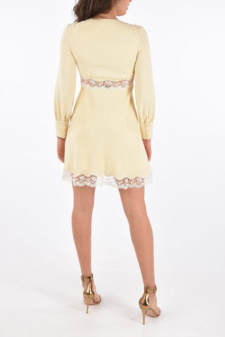 V neck mini pinafore dress with lace details