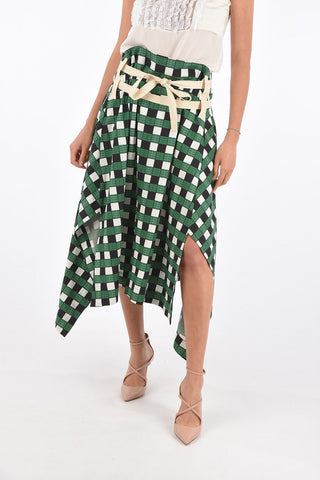 split-side hem midi asymmetrical skirt with Belt