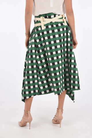 split-side hem midi asymmetrical skirt with Belt