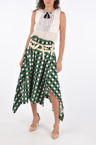 split-side hem midi asymmetrical skirt with Belt
