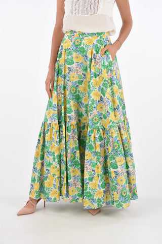 floral-print high-rise waist maxi circle skirt
