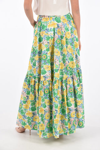 floral-print high-rise waist maxi circle skirt
