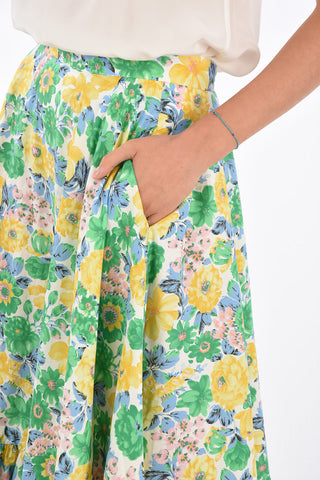 floral-print high-rise waist maxi circle skirt