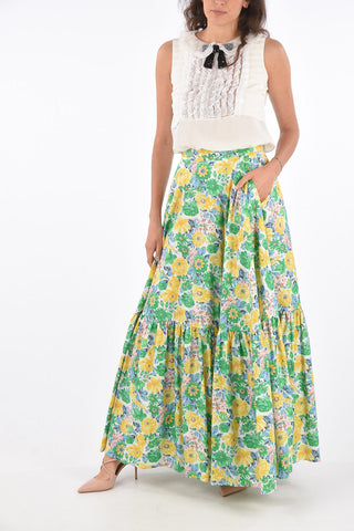 floral-print high-rise waist maxi circle skirt