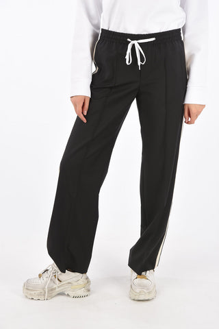 drawstring waist piping pants