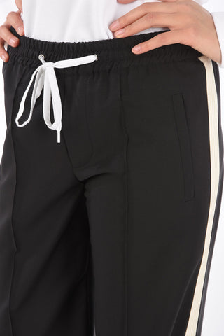 drawstring waist piping pants