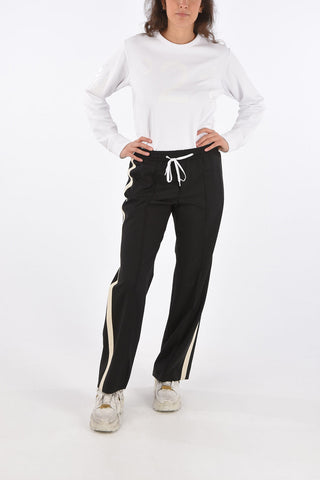 drawstring waist piping pants
