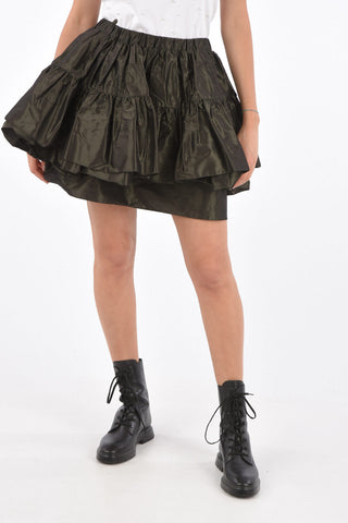 silk Taffetas drawstring waist mini circle skirt