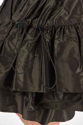 silk Taffetas drawstring waist mini circle skirt