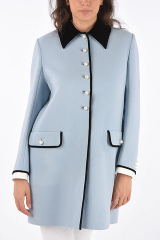 virgin wool jewel button balmacaan coat