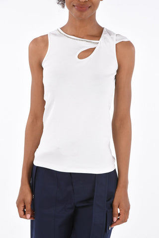Tank Top a Costine con Profili Gioiello