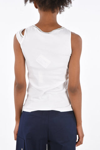 Tank Top a Costine con Profili Gioiello