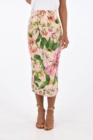 Floral Stretch Silk Skirt