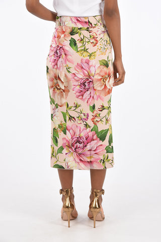 Floral Stretch Silk Skirt