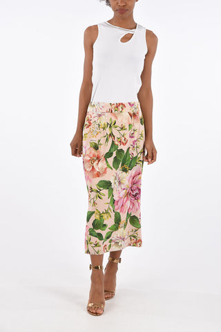 Floral Stretch Silk Skirt
