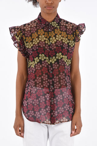 Floral Printed Shirt with Ruffle Sleeve