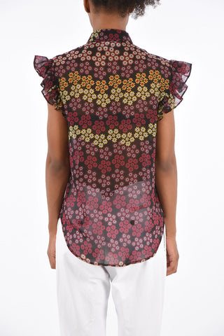 Floral Printed Shirt with Ruffle Sleeve