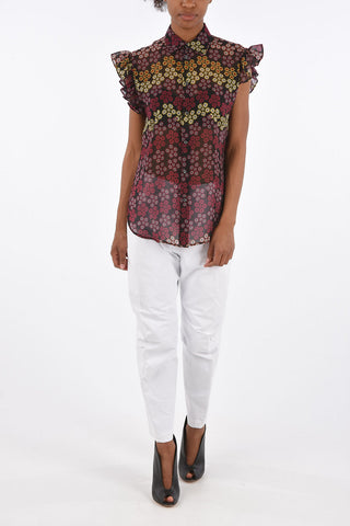Floral Printed Shirt with Ruffle Sleeve