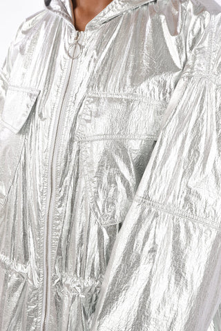Silver Drawstring Parka