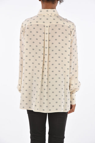 GARAVANI Silk Monogram Shirt with Bow Neck