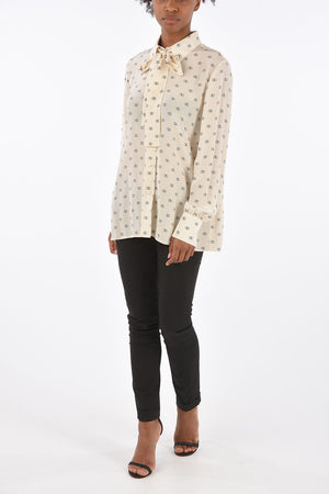 GARAVANI Silk Monogram Shirt with Bow Neck
