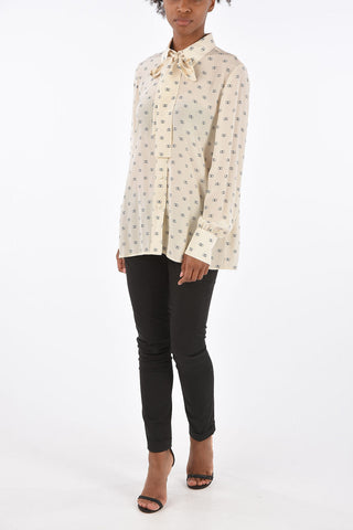 GARAVANI Silk Monogram Shirt with Bow Neck
